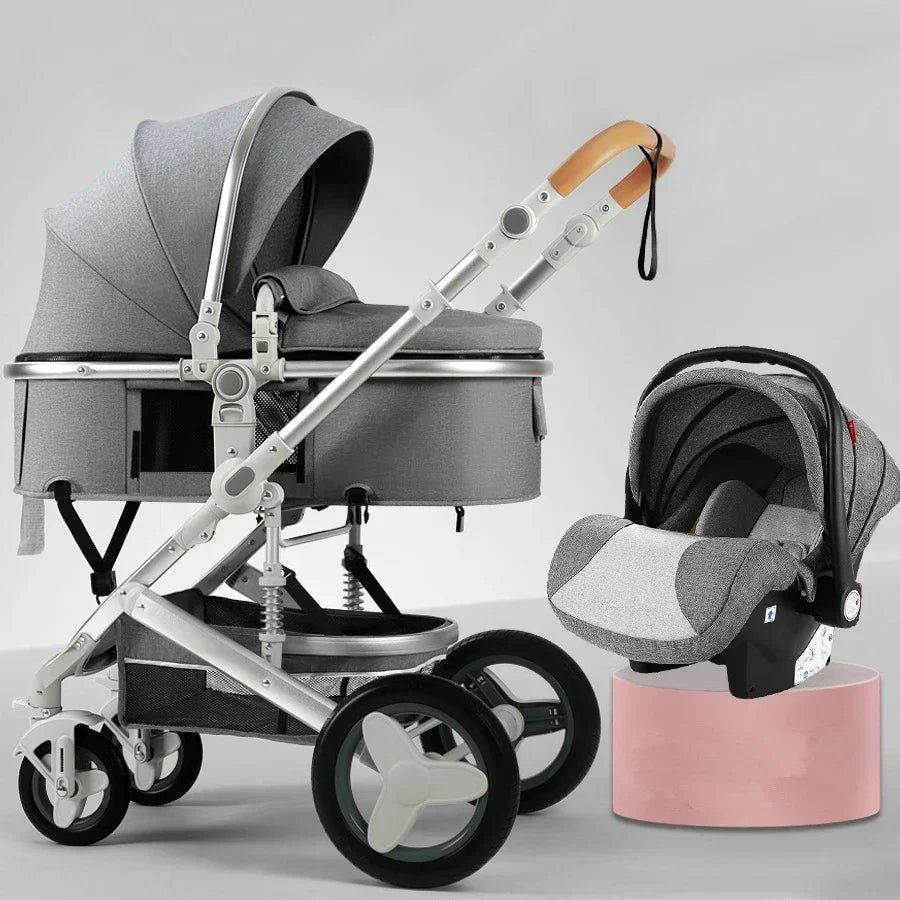 High Landscape Baby Stroller 3 in 1 with Car Seat and Stroller Luxury Infant Stroller Set Newborn Baby Car Seat Trolley