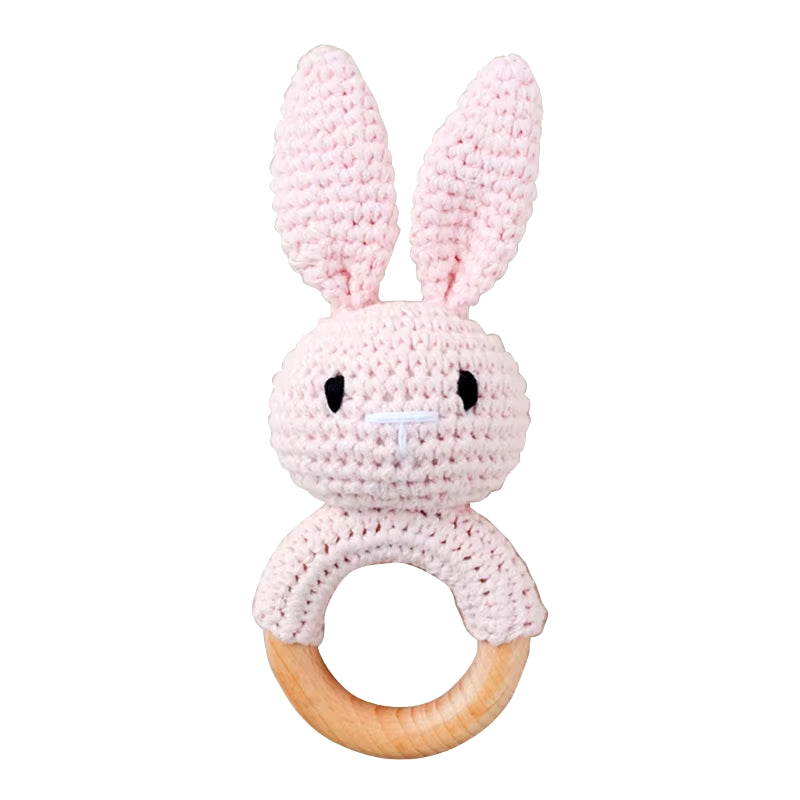 Baby Teether Wooden Toys Mobile Pram Crib Ring Crochet Rattle Soother Teether