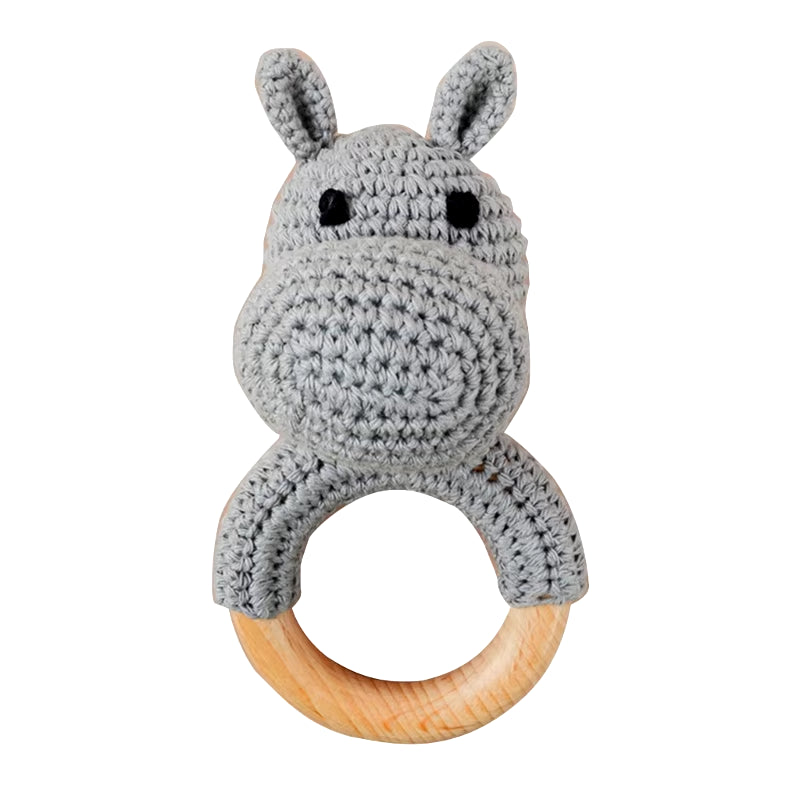 Baby Teether Wooden Toys Mobile Pram Crib Ring Crochet Rattle Soother Teether