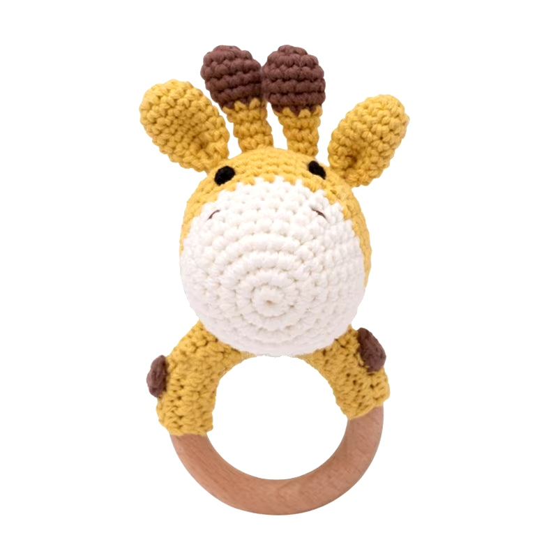 Baby Teether Wooden Toys Mobile Pram Crib Ring Crochet Rattle Soother Teether