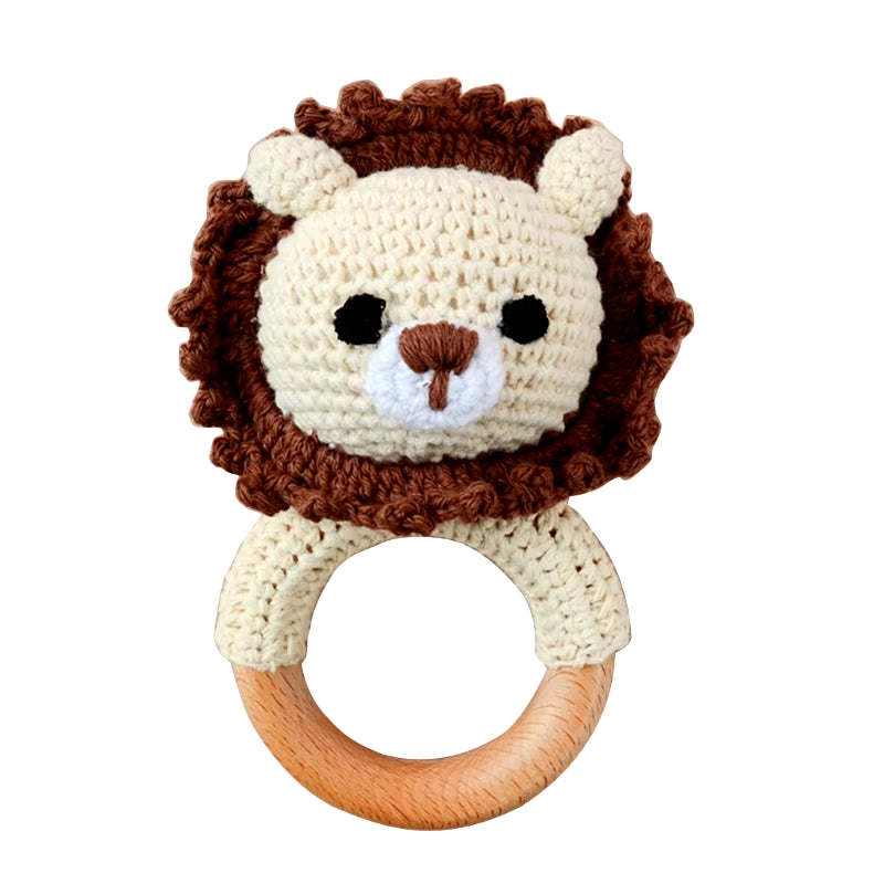 Baby Teether Wooden Toys Mobile Pram Crib Ring Crochet Rattle Soother Teether