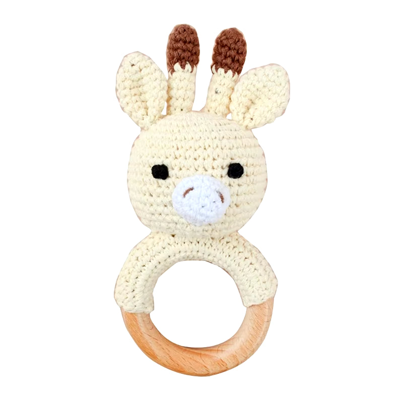 Baby Teether Wooden Toys Mobile Pram Crib Ring Crochet Rattle Soother Teether