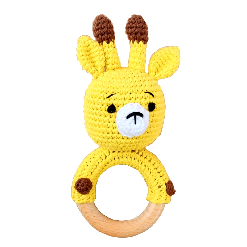 Baby Teether Wooden Toys Mobile Pram Crib Ring Crochet Rattle Soother Teether